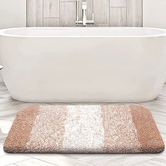 Luxury Home | Oversized Brown & Ivory Ombre Microfiber Shag Bathroom Rug - Picture 2 of 9